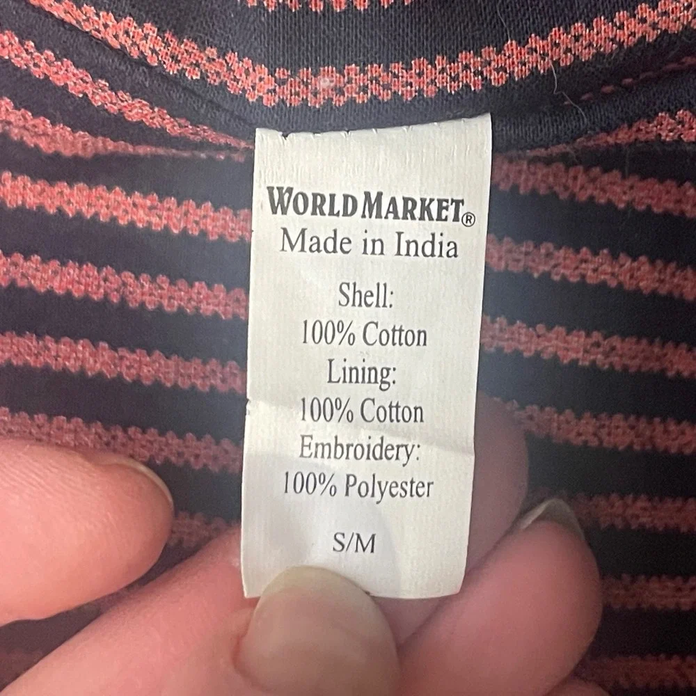 WORLD MARKET Embroidered Open Front Kimono Jacket Cardigan S/M‎ Neutral Bohemian